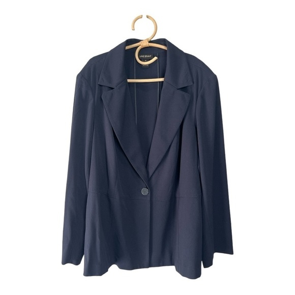Lane Bryant Navy Blue One Button Closure Sharp Shoulder Blazer Jacket 26/28 - Picture 13 of 13